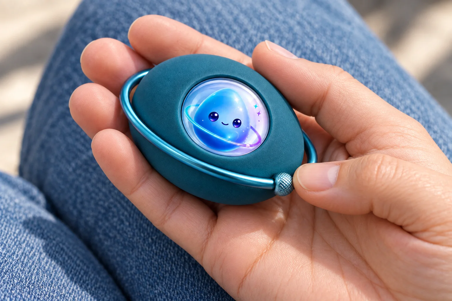 Bree Orbit tactile concept resting in an adult hand